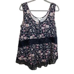 Simply Noelle Floral Lace Scoop Neck Rayon Women's Tank Top L/XL